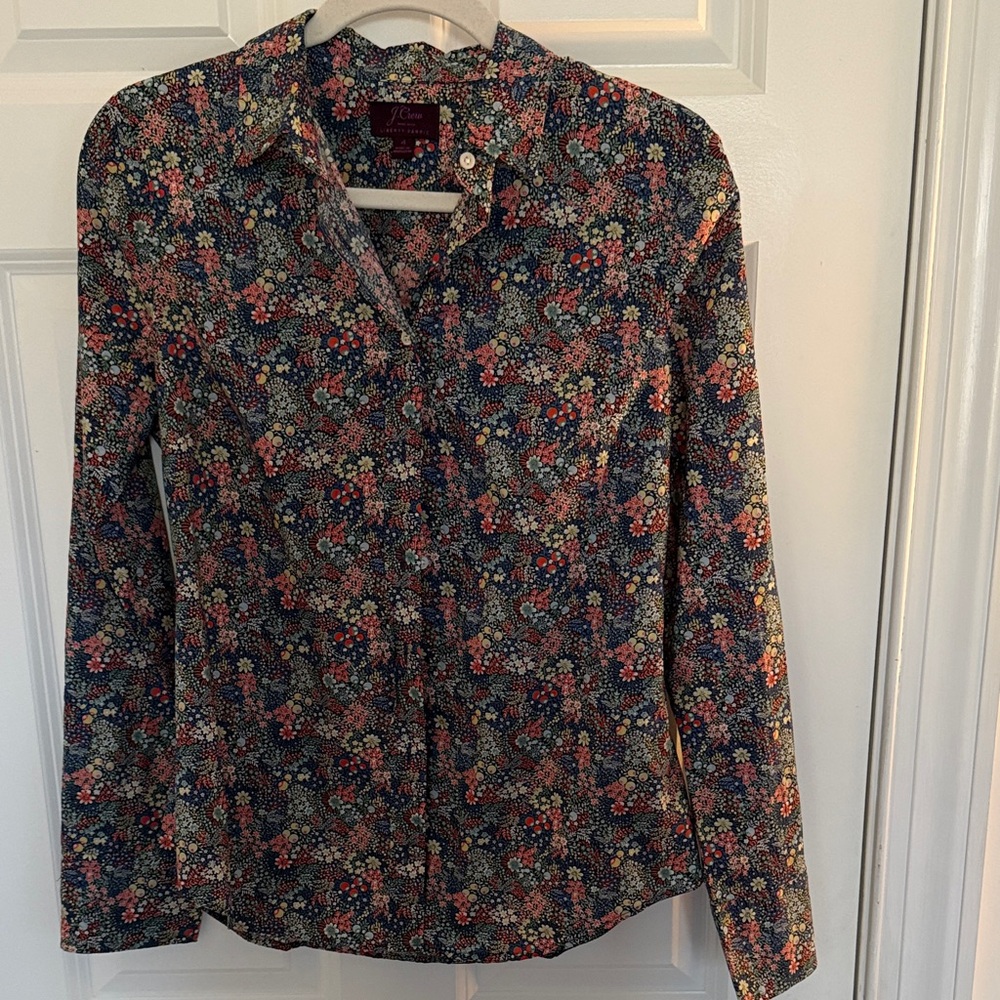 J. Crew Navy Floral Button Down Shirt